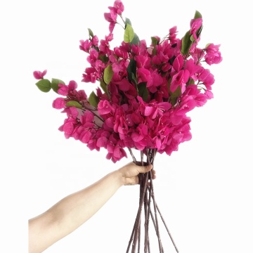 Artificial Rose Red Silk Bougainvillea Glabra Flower Branch 89cm for Wedding Decor