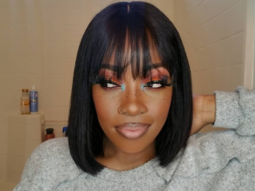 Machine Made None Lace Straight Bob Wig Human Hair No Lace Short Bob Wig