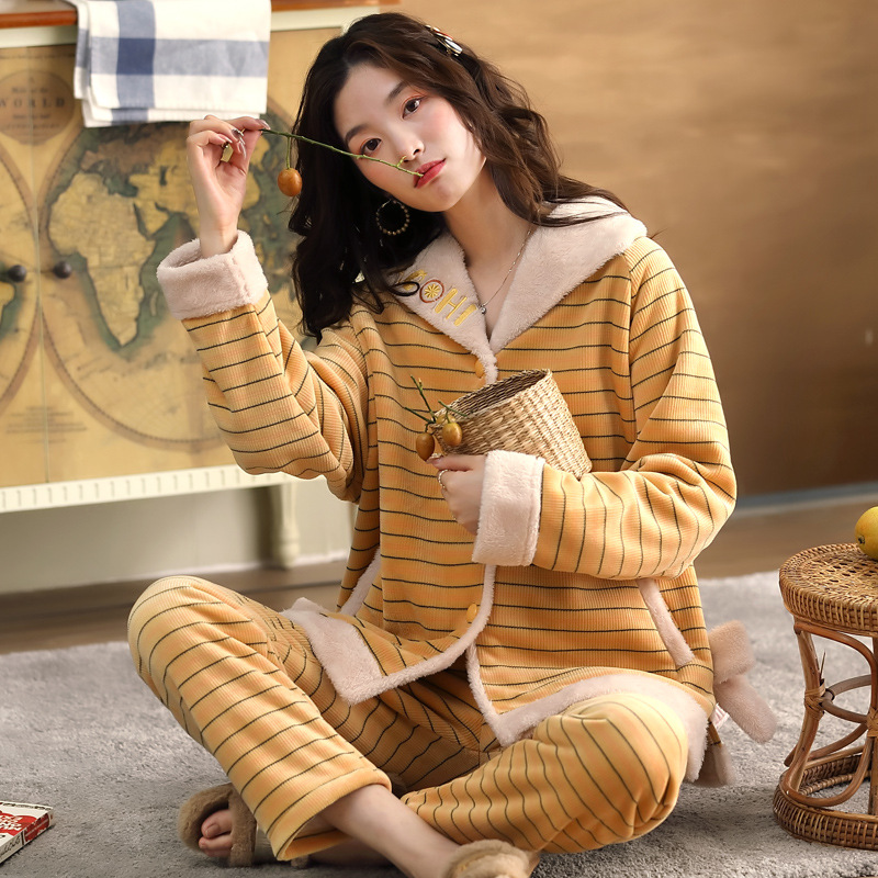 Double-sided composite fleece pajamas for women