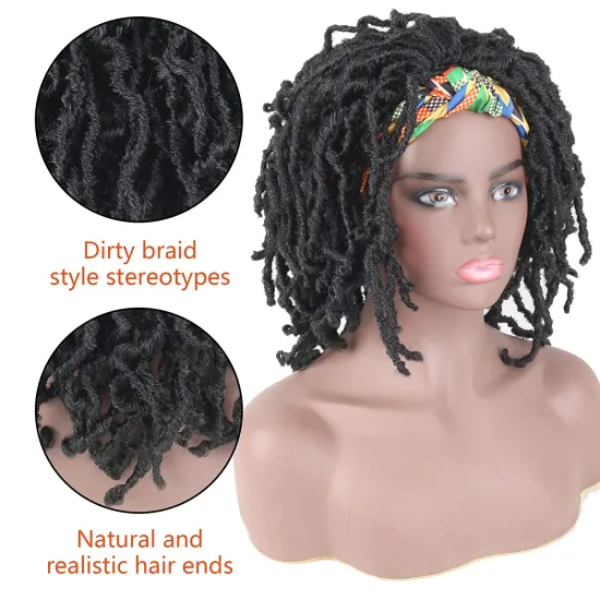 Synthetic Dreadlock Wig Nu Faux Locs Curly Headband Wig for Black Women Soft Nu Faux Locs Curly  Wavy Crochet Headband Wig