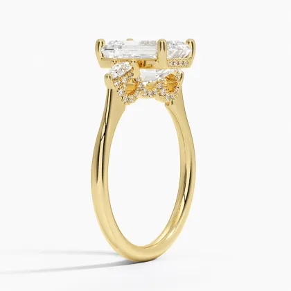 Emerald Pear Lab Diamond Trilogy Ring | FLORAL JEWELRY