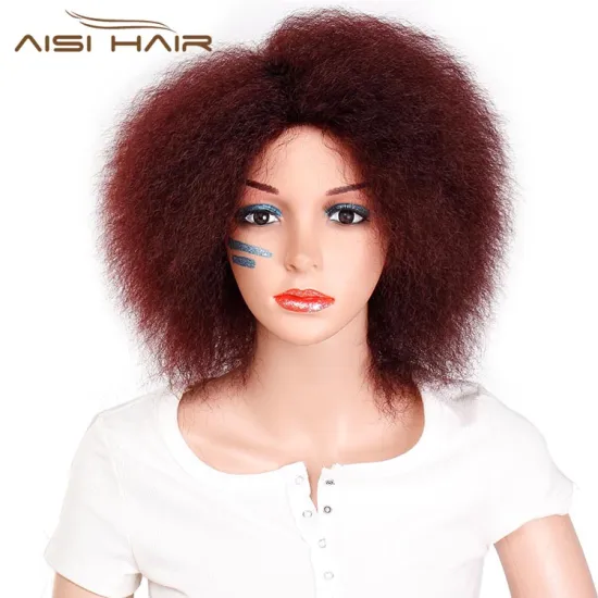 Aisi Hair High temperature Fiber Fluffy Short Wigs Afro Kinky Curly Cosplay Wigs for American Africans
