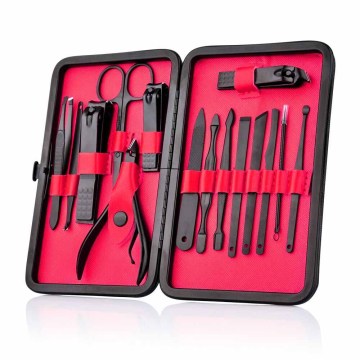 Black Stainless Steel Personal Manicure and Pedicure Kit - 15 Pcs Original Supplier