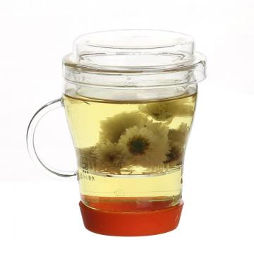 Loose Tea Leaf Handblown Glass Tea Cup With Glass Lid