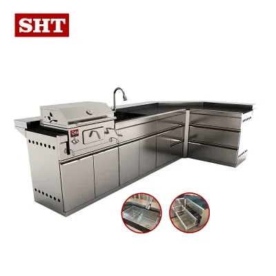 Garden Outdoor Portable Kitchen Charcoal BBQ Grill Kebab Grill Cabinet