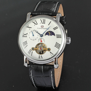 3atm waterproof leather band stainless steel watch