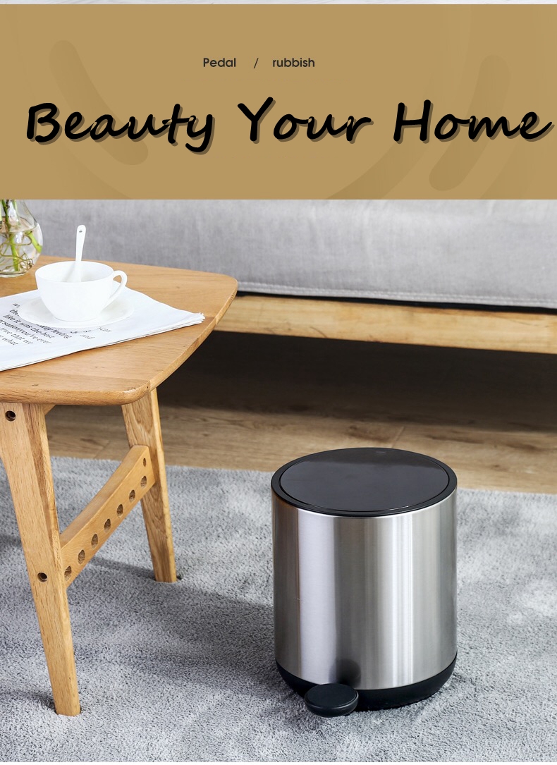 Silver Round Garbage Bin