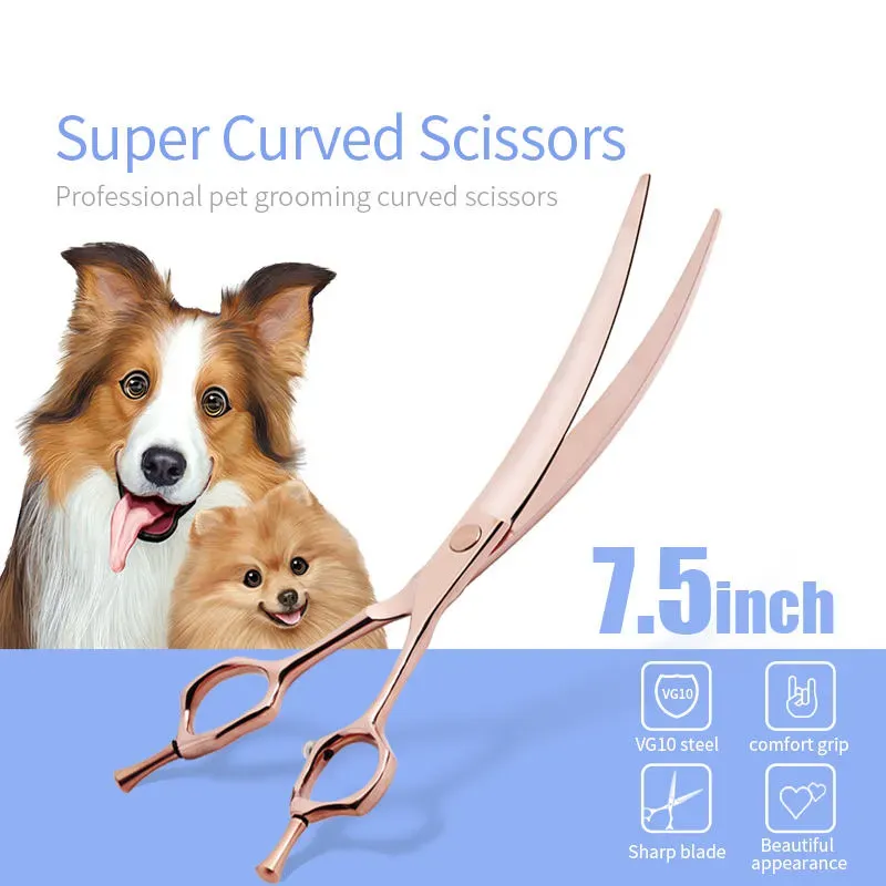7.5inch Japanese VG10 Steel Rose Gold Pet Hair Scissors