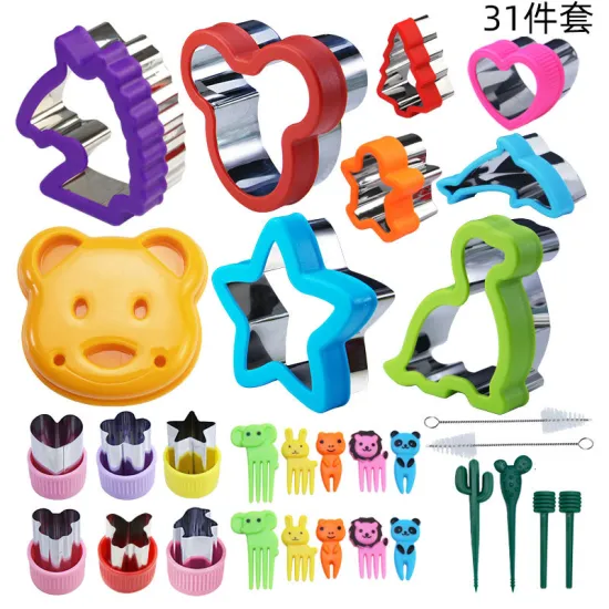 31PCS Cartoon Shaped Stainless Steel 430 Sandwich, Fruit, and Vegetable Cutter Set: Your Fun Kitchen Companion