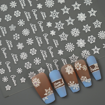 Festive 3D Christmas Snowflake Deer Nail Art Stickers