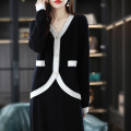 Casual A-line full wool knit skirt suit