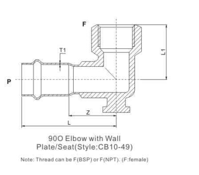 elbow 90 with wall seat