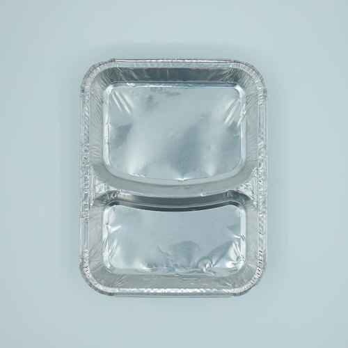 2 Cavities Aluminum Foil Food Container