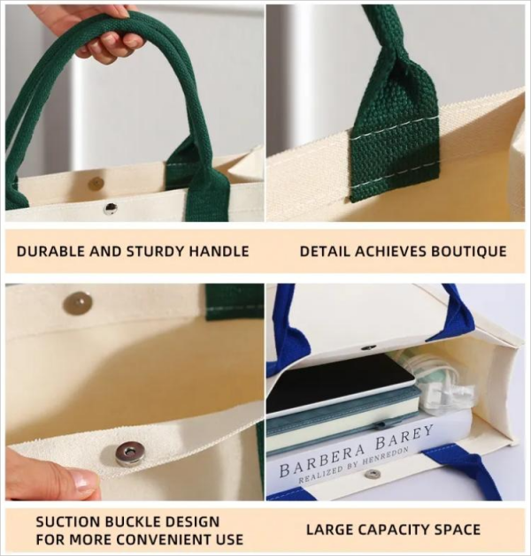 ถุงช้อปปิ้งผ้าใบที่นำกลับมาใช้ใหม่ได้ Custom Reusable Canvas Shopping Bag