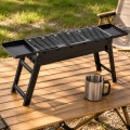 Parrilla de barbacoa de carbón plegable portátil con cenicero deslizable y estantes de extensión laterales dobles