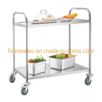 Round Tube Hotel Serving Cart 2 Layers Serving Trolley Cart Restaurant 3 Layers Service Trolley