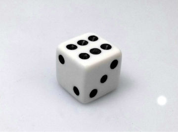 White D6 15MM straight opaque plastic dice