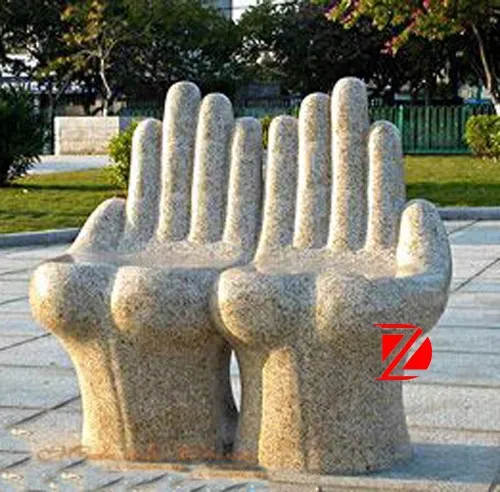 stone hand shape bench in marble