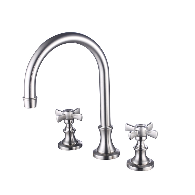 Arc spout with cross knobs basin faucet