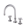 Arc spout with cross knobs basin faucet