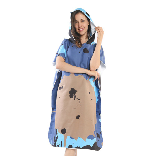 100% Microfiber Beach Towel Poncho with Bottons