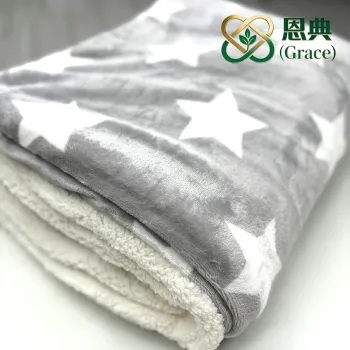 Double Layer Gray Star Fleece and Plush Blanket