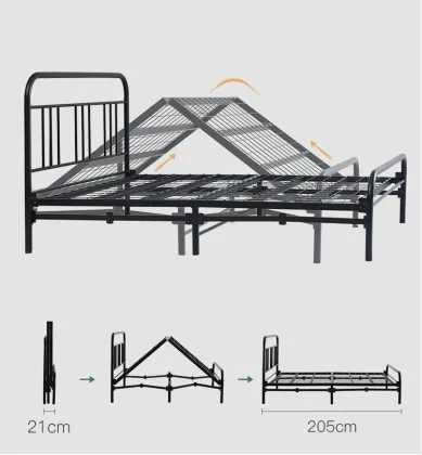 Zero Noise Folding Metal Bed - King, Queen, Single Sizes