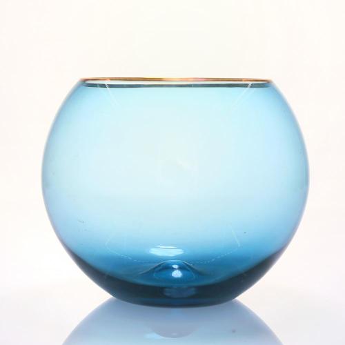 Stemless Wine Glasses blue wine glass set with gold rim Manufactory