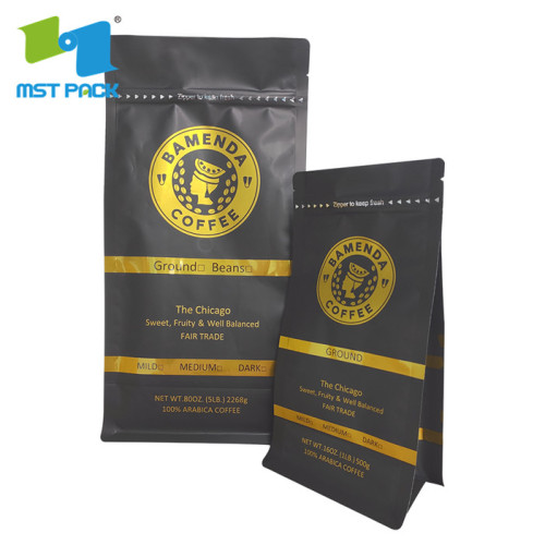 Custom printing resealable black coffee packaging bag