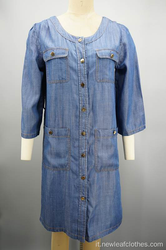 Nuovo abito di jeans rotondo da donna