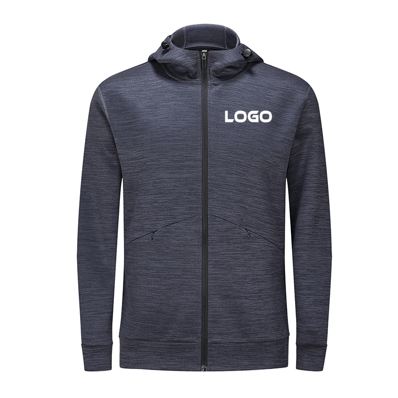 Zip Up Jacket Polyester Unisex Plain Hoodie Jacket