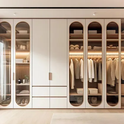 Customized Wooden Glass Door Swing Wardrobe Cabinet for a Stylish Home