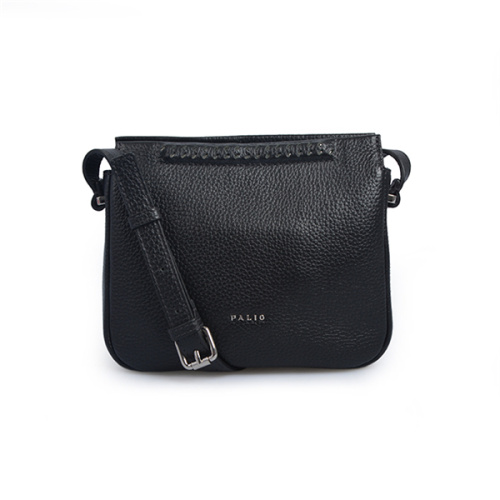 Black Leather Crossbody Bag Purse With Zipper Pocket