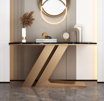 Modern Luxury White Gold Living Room Furniture - Storage Shelf and TV Console Table