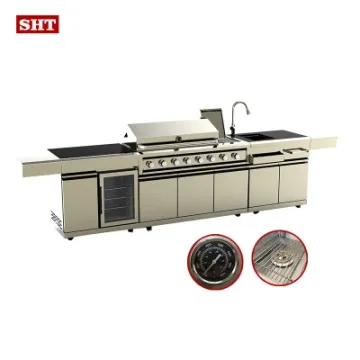 Commercial Kitchen Cabinet Barbecue Grill Gas with Sink