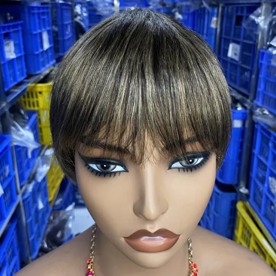 Pre-Plucked Indian Human Hair Lace Frontal Wig Short Pixie Cut