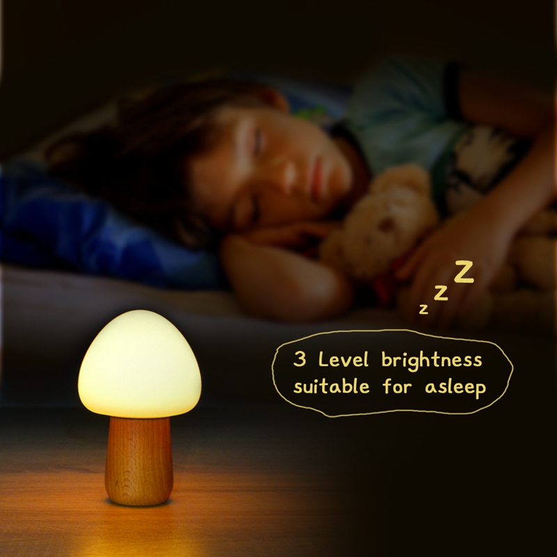 Wooden Multicolor Mushroom Led remote controller lamp USB Rechargeable Night Light For Holiday Gifts