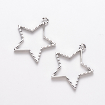 Star Shape Rack Plating Alloy Open Back Bezel Pendants - Pandahall Exclusive