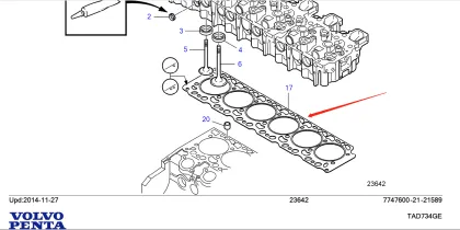 Cylinder Head Gasket for VOLVO O-PENTA TAD734GE - 20833938