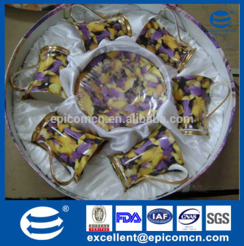 stock promotion sale elegant European fine bone china tea set cups with saucers