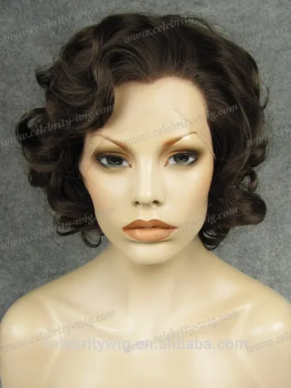 Natural brown color curly for white women synthetic wigs lace front box braid wig
