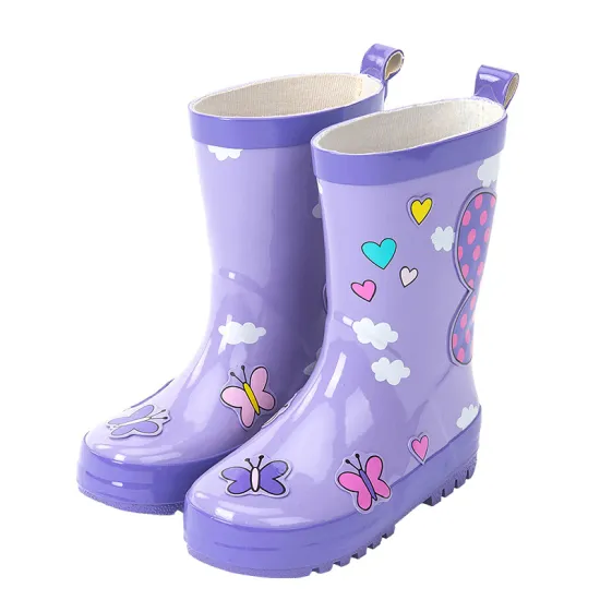 Wholesale Purple Baby Rubber Boots for Kids - Wellington Gumboots with Printing