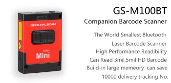 GENERALSCAN GS M100BT 1D Laser Mini Bluetooth Barcode Scanner with Micro USB Cable for Medical Services