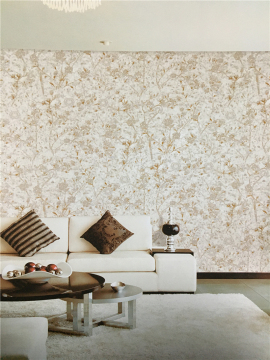 golden flower pvc wallpaper with Non-Woven back