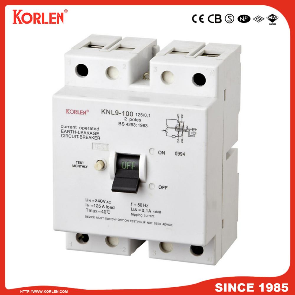 Residual Current Circuit Breaker KNL9-100 100A CE 2P
