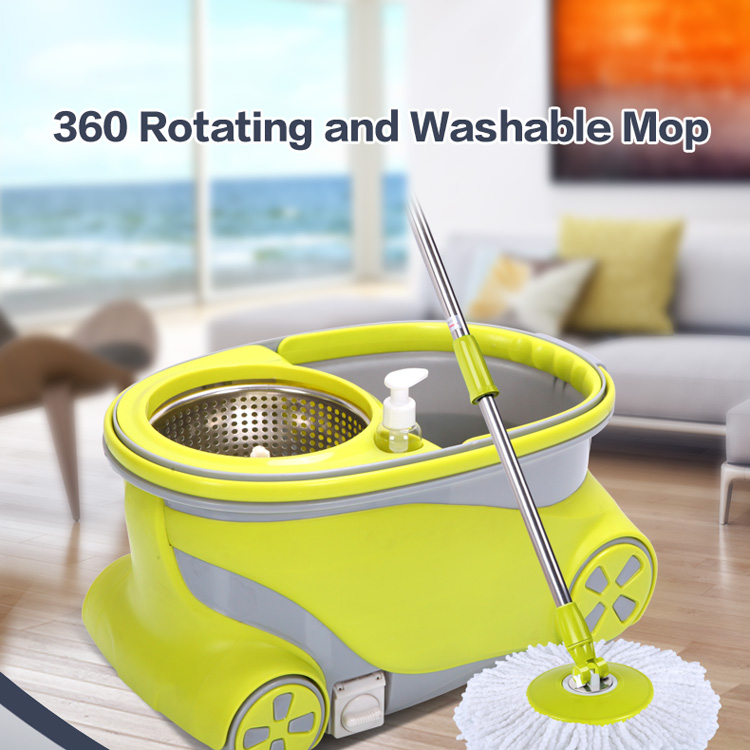 Walkable spin mop