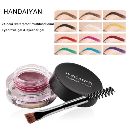 Vegan Waterproof Eyebrow Gel Cream Makeup with Brush - 12 Color Options for Cosplay
