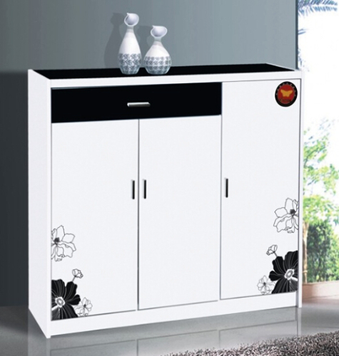 White and Silver Shoes Cabinet