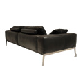 Modern 3 Seater Black Leather Sofa