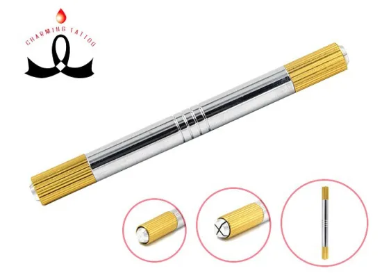 Factory Supply OEM Available Permanent Makup 3D Microblading Double Golden Head Manual Pen